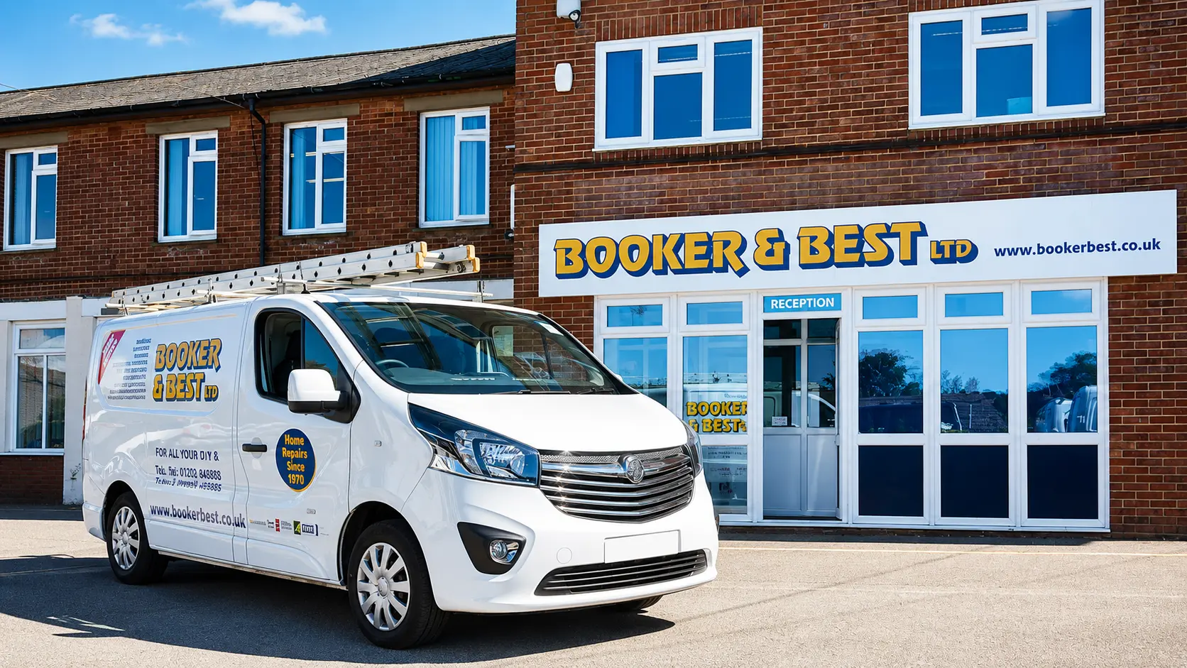 Booker & Best service van outside the company head office in St Leonards-on-Sea